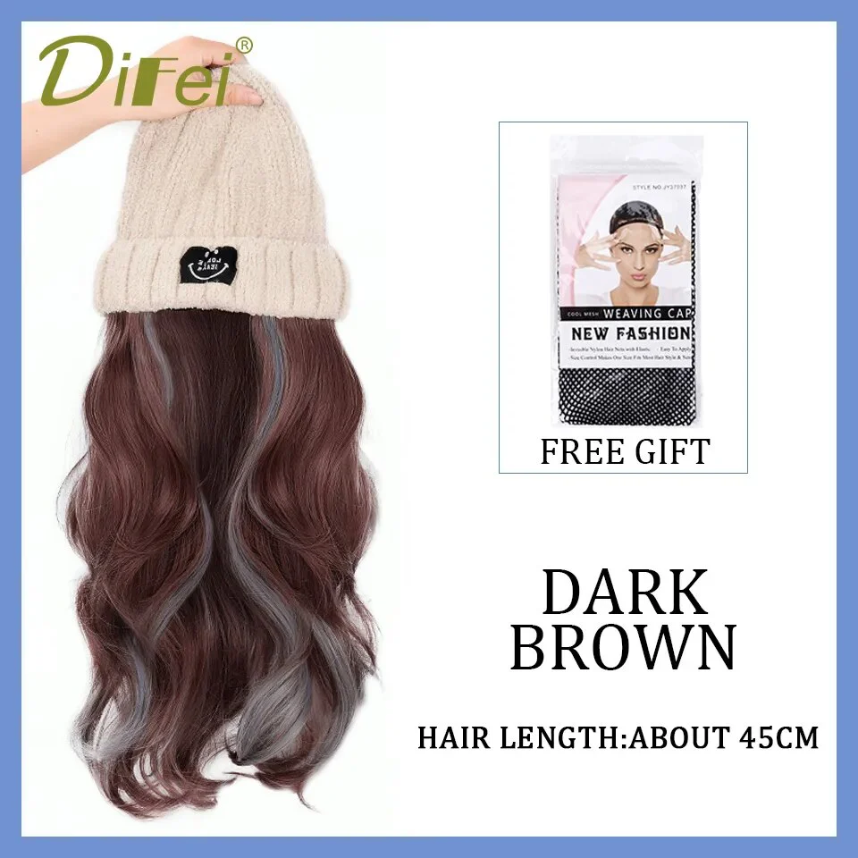 Long Wavy Hair Wig Beanie - Image 14