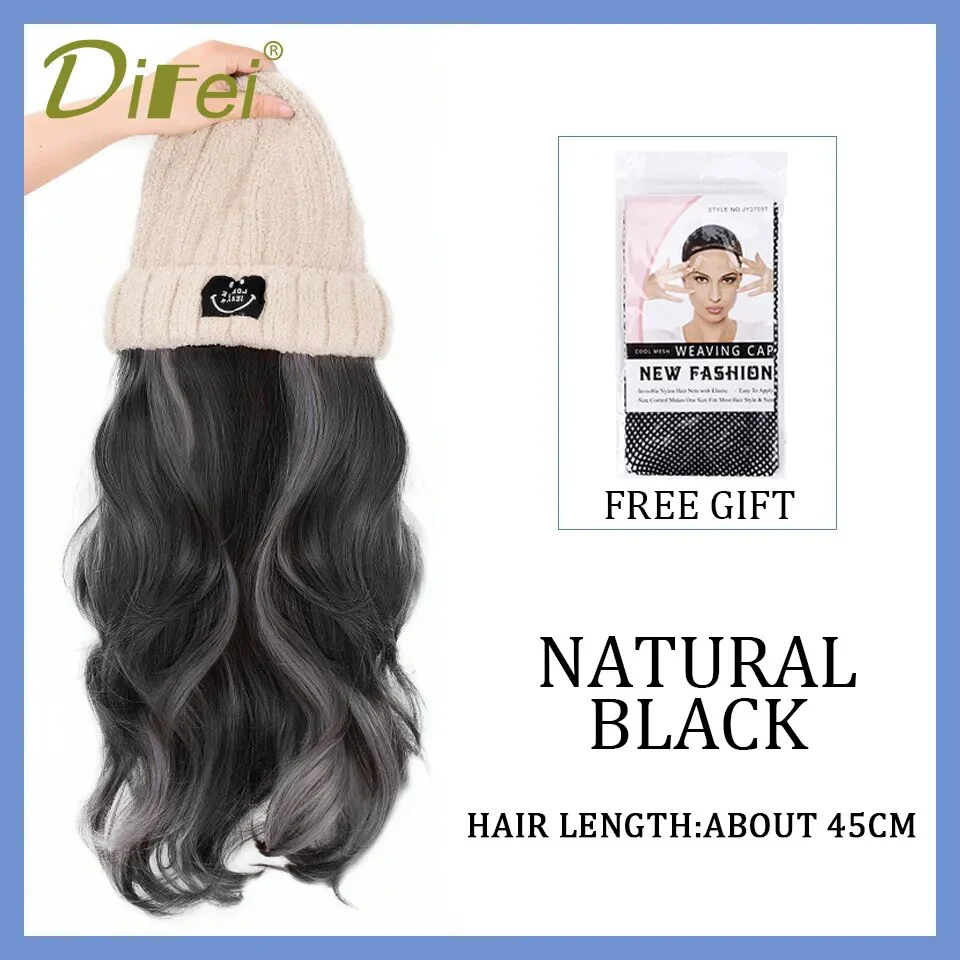 Long Wavy Hair Wig Beanie - Image 15