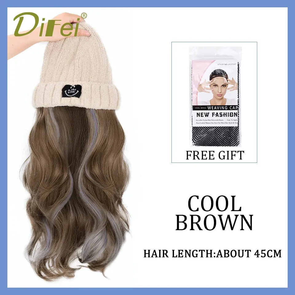Long Wavy Hair Wig Beanie - Image 16