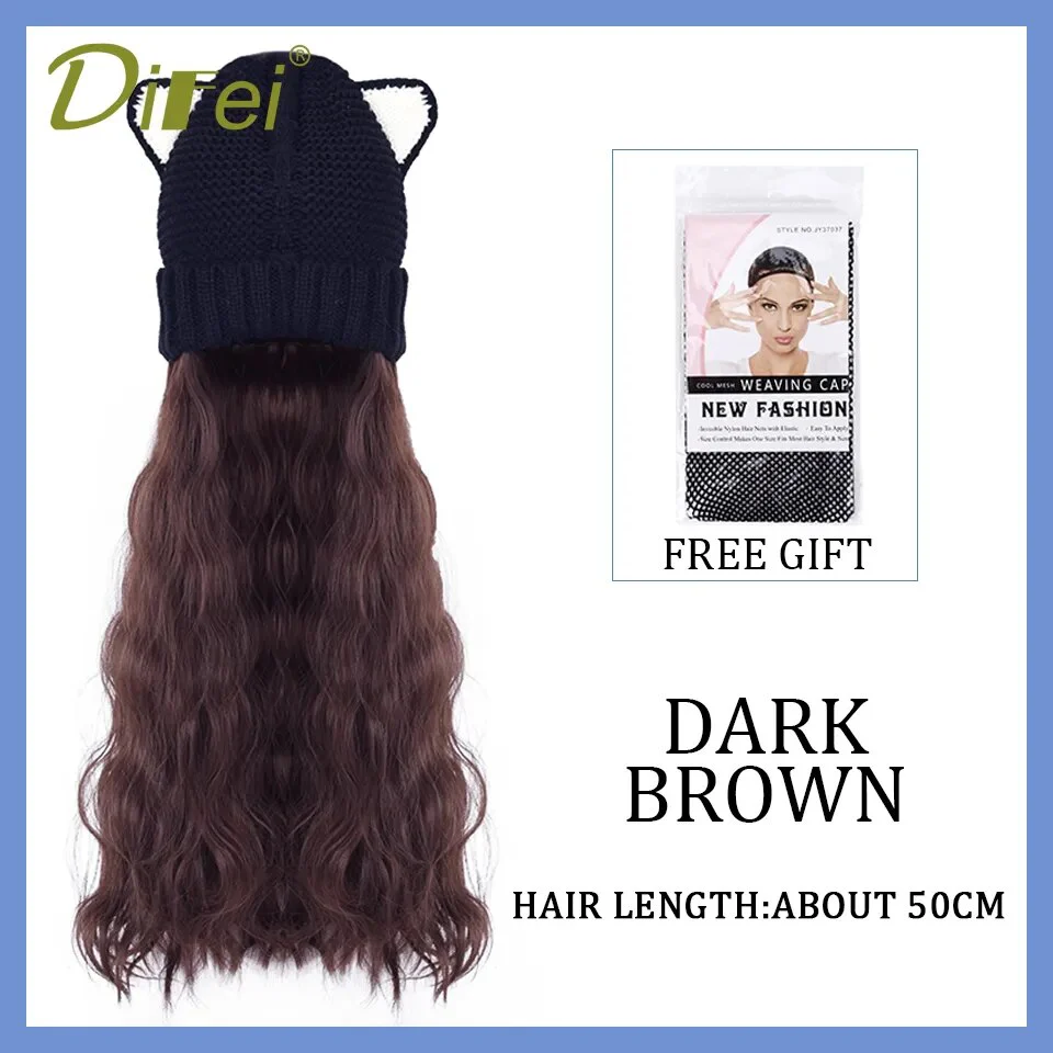 Long Wavy Hair Wig Beanie - Image 19