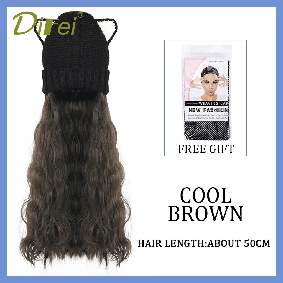 Long Wavy Hair Wig Beanie - Image 20