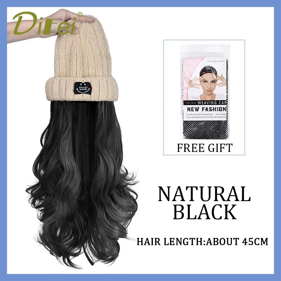 Long Wavy Hair Wig Beanie - Image 21