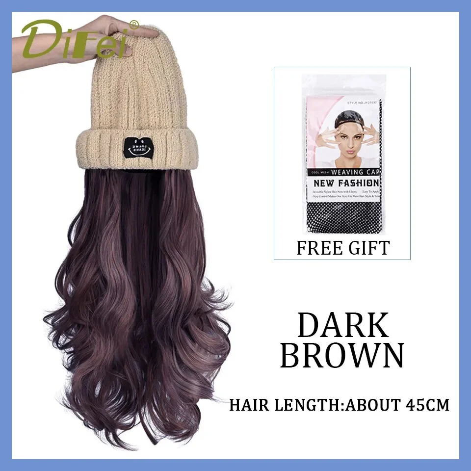 Long Wavy Hair Wig Beanie - Image 23