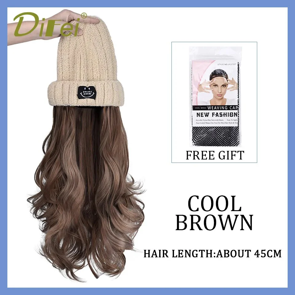 Long Wavy Hair Wig Beanie - Image 24