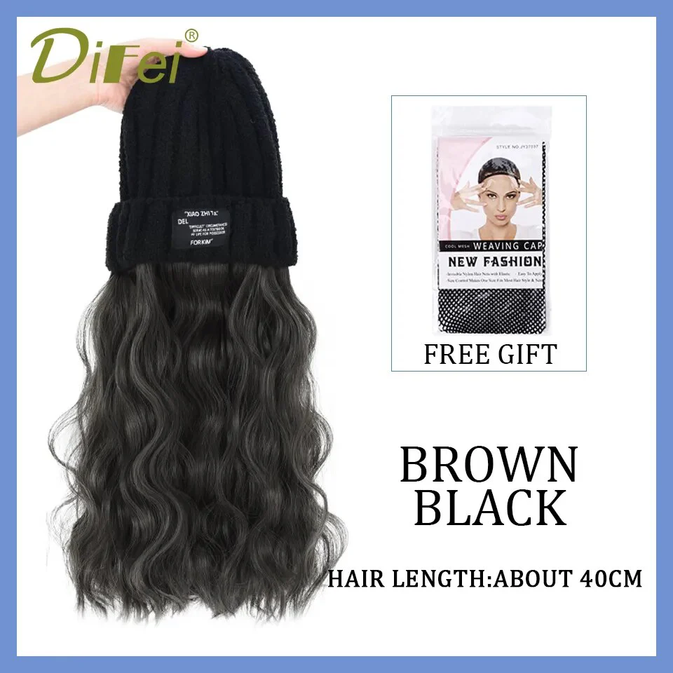 Long Wavy Hair Wig Beanie - Image 25