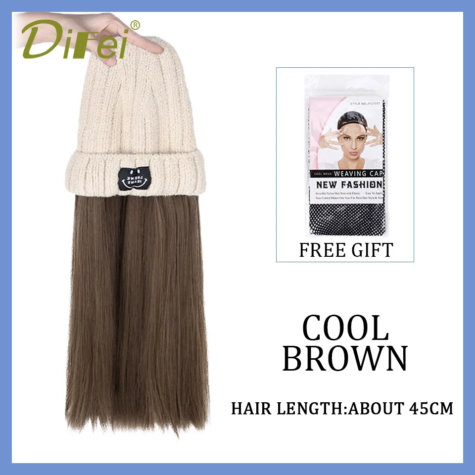 Long Wavy Hair Wig Beanie - Image 29