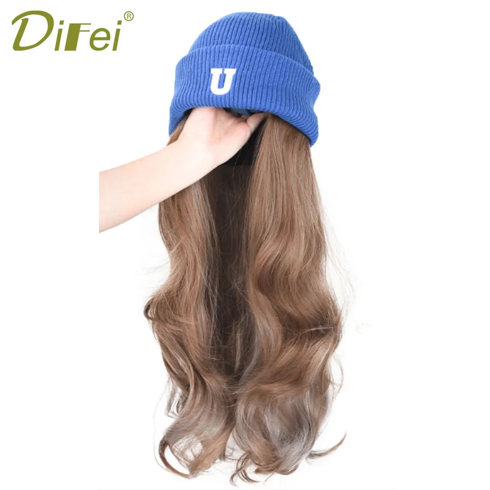 Long Wavy Hair Wig Beanie - Image 4