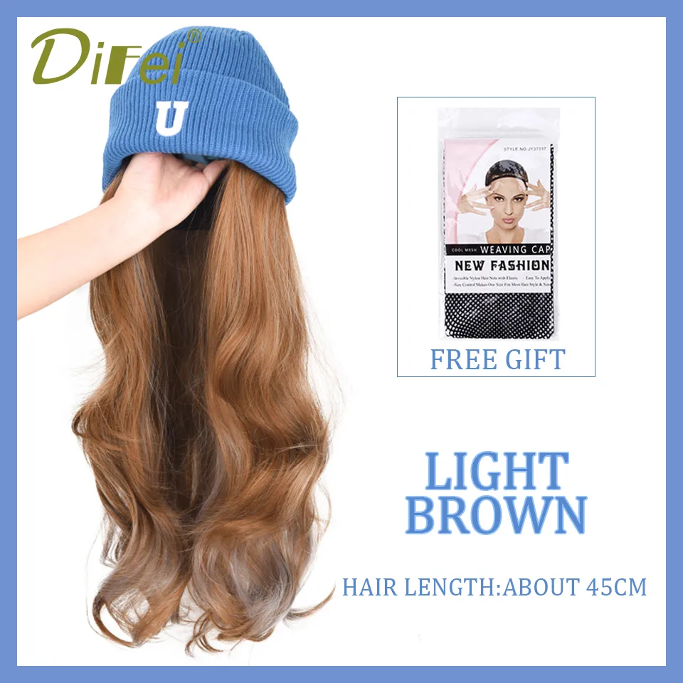 Long Wavy Hair Wig Beanie - Image 5