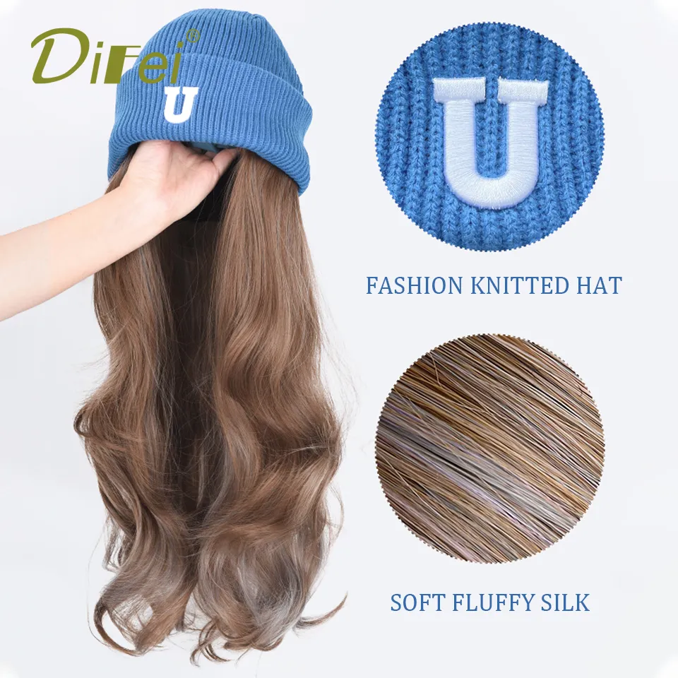 Long Wavy Hair Wig Beanie - Image 6