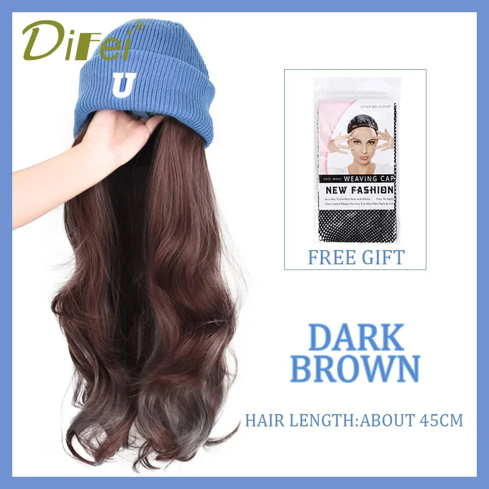 Long Wavy Hair Wig Beanie - Image 7
