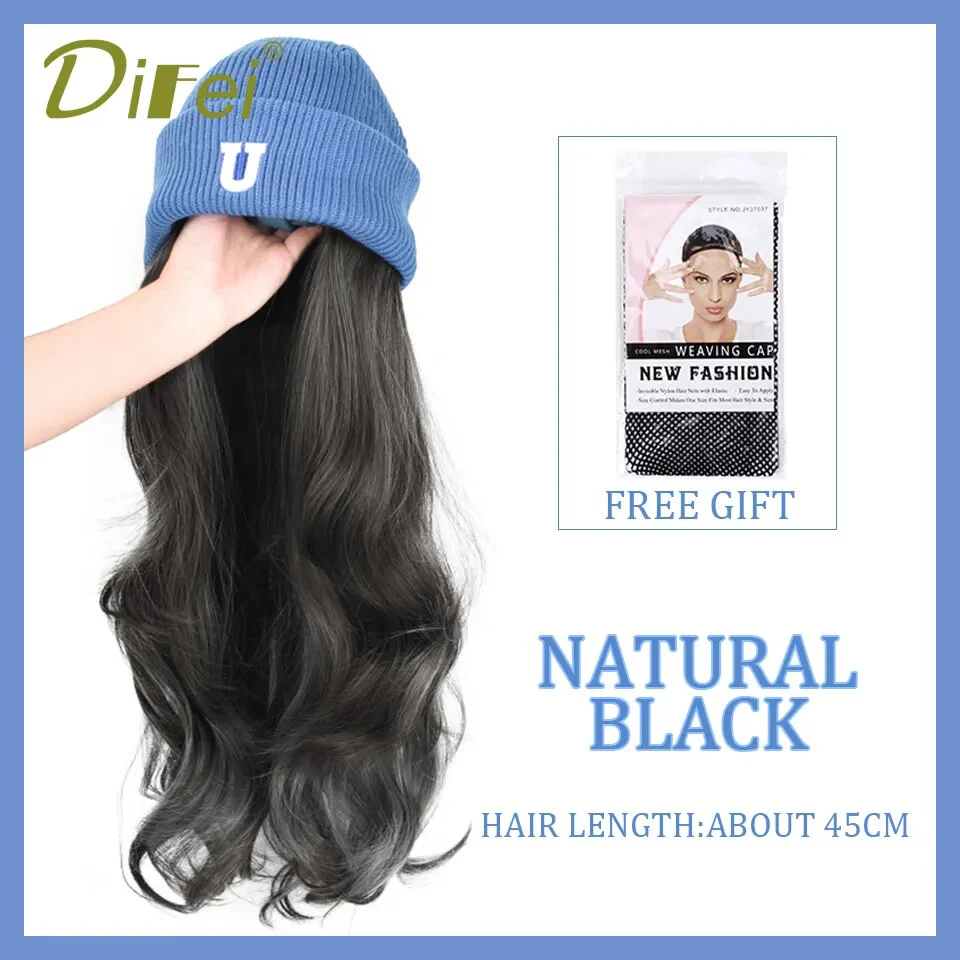Long Wavy Hair Wig Beanie - Image 8