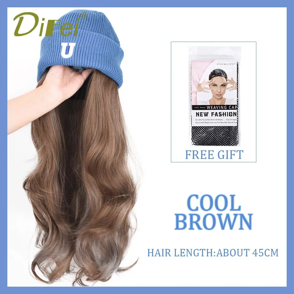 Long Wavy Hair Wig Beanie - Image 9