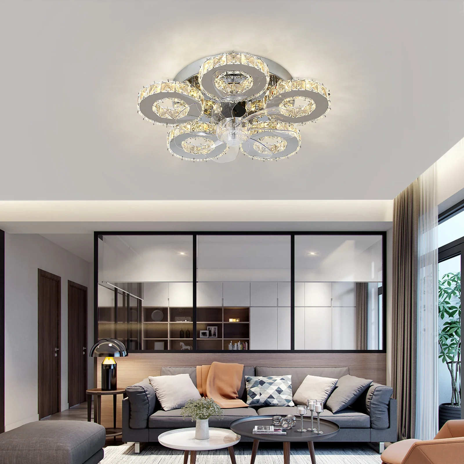 Luxora Beam Luxury Crystal Ceiling Fan - Image 2