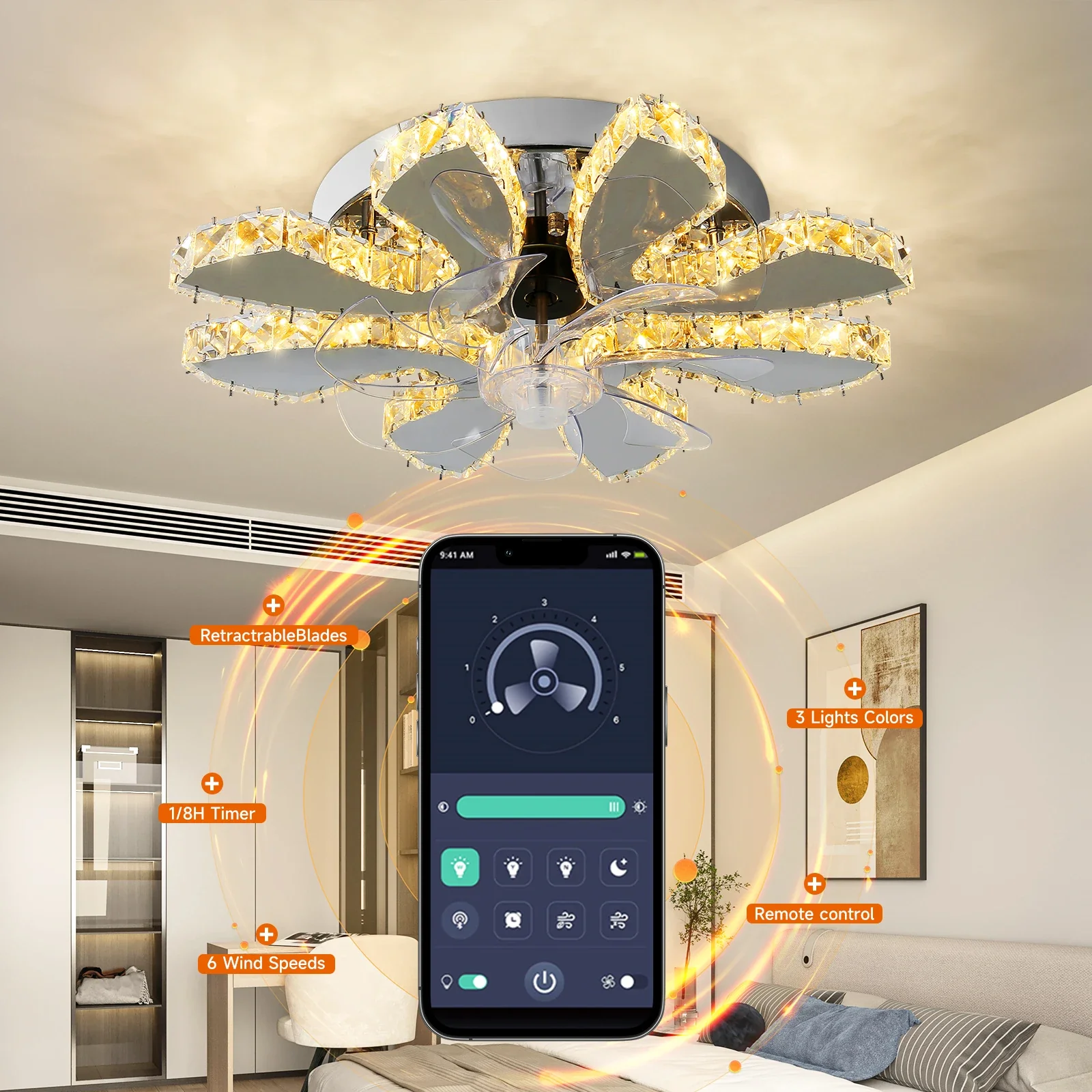 Luxora Beam Luxury Crystal Ceiling Fan - Image 22