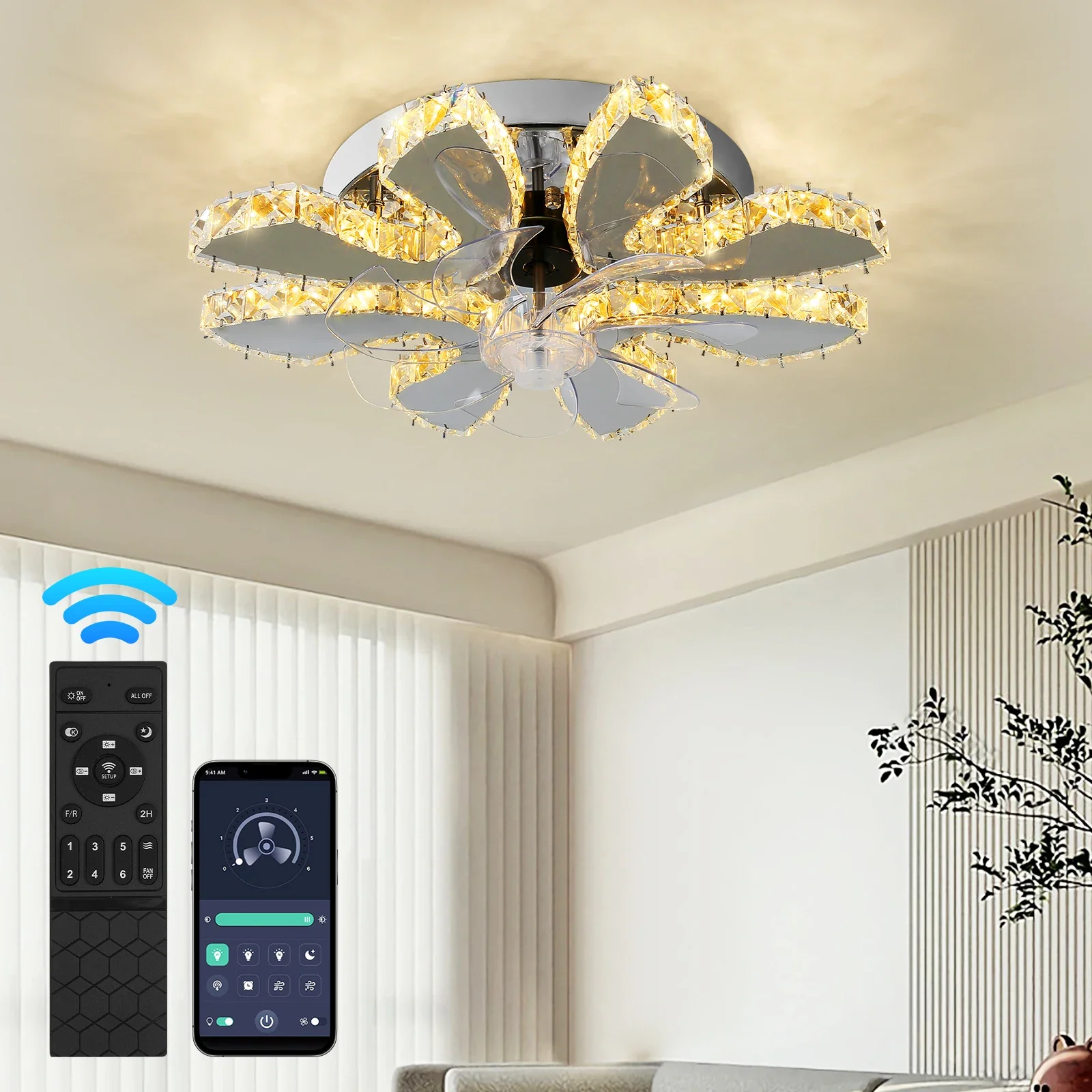 Luxora Beam Luxury Crystal Ceiling Fan - Image 32