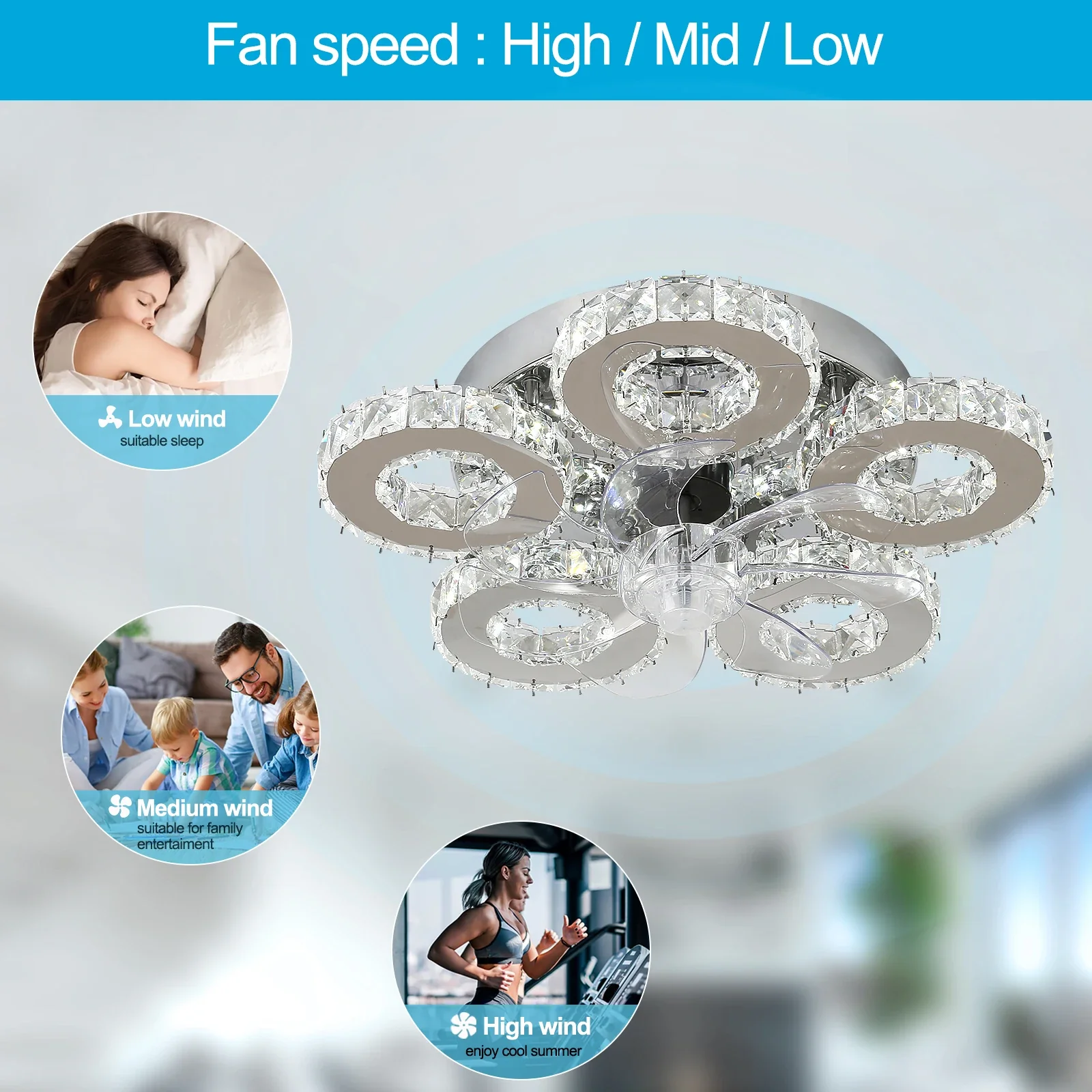 Luxora Beam Luxury Crystal Ceiling Fan - Image 35