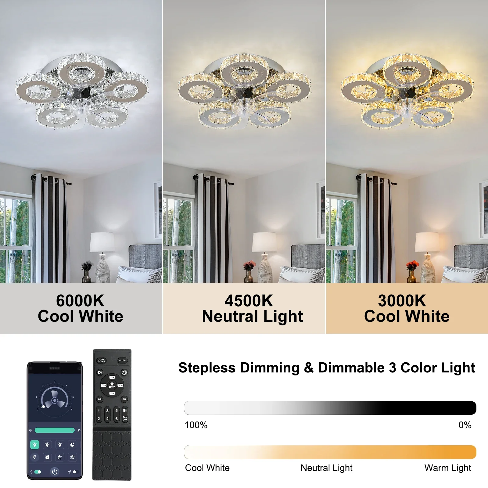 Luxora Beam Luxury Crystal Ceiling Fan - Image 37