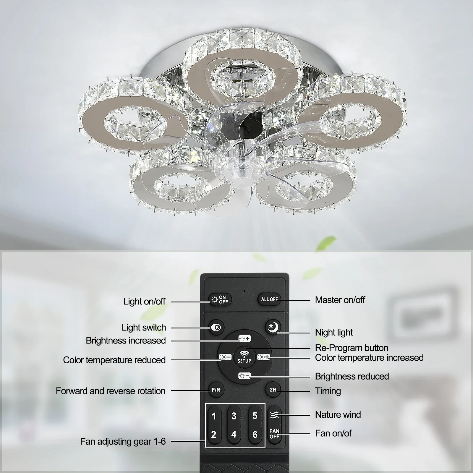 Luxora Beam Luxury Crystal Ceiling Fan - Image 39