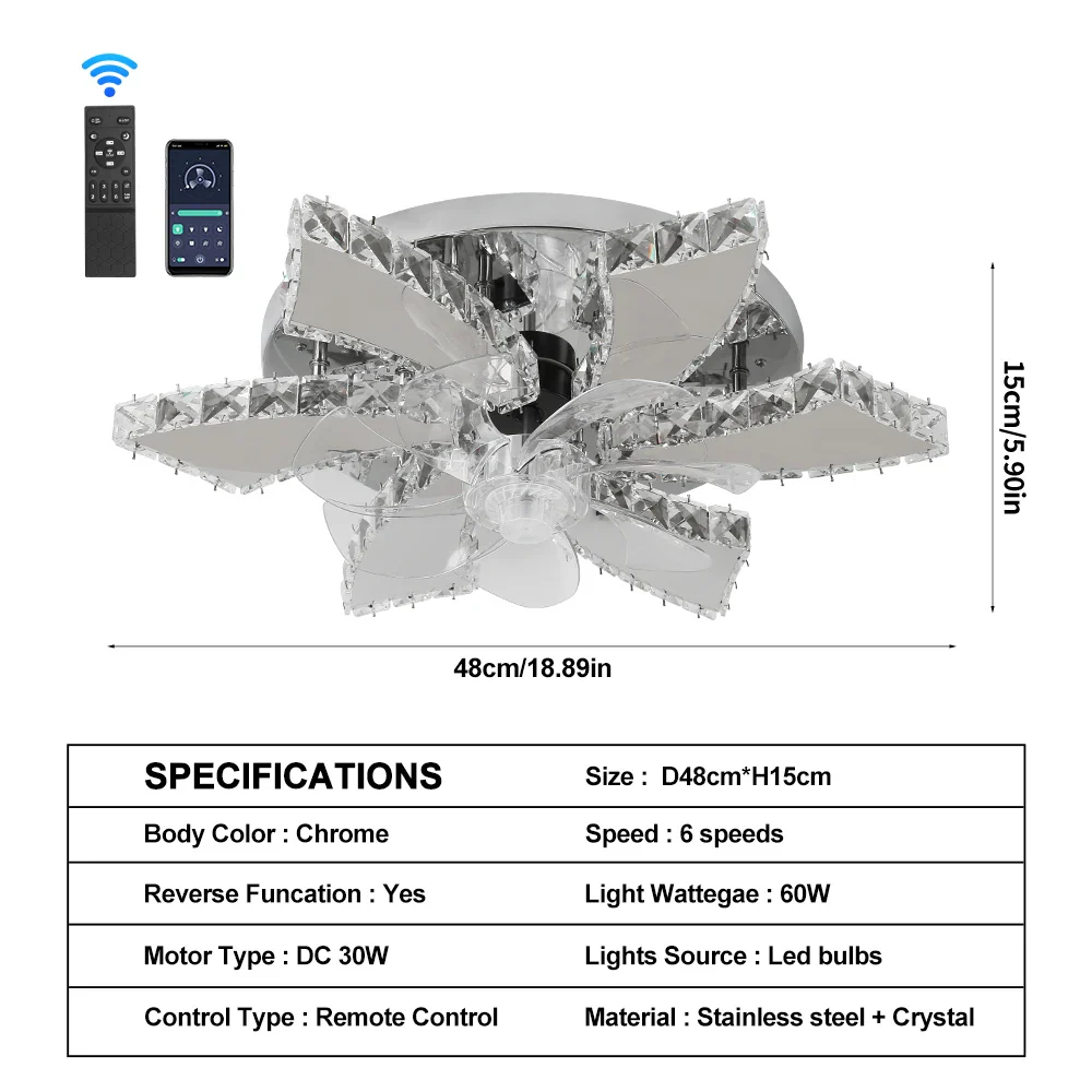 Luxora Beam Luxury Crystal Ceiling Fan - Image 48