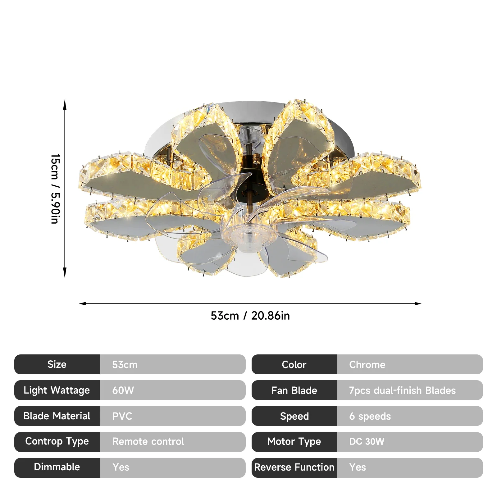 Luxora Beam Luxury Crystal Ceiling Fan - Image 51