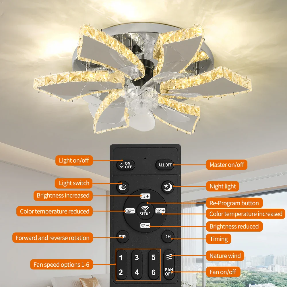 Luxora Beam Luxury Crystal Ceiling Fan - Image 6