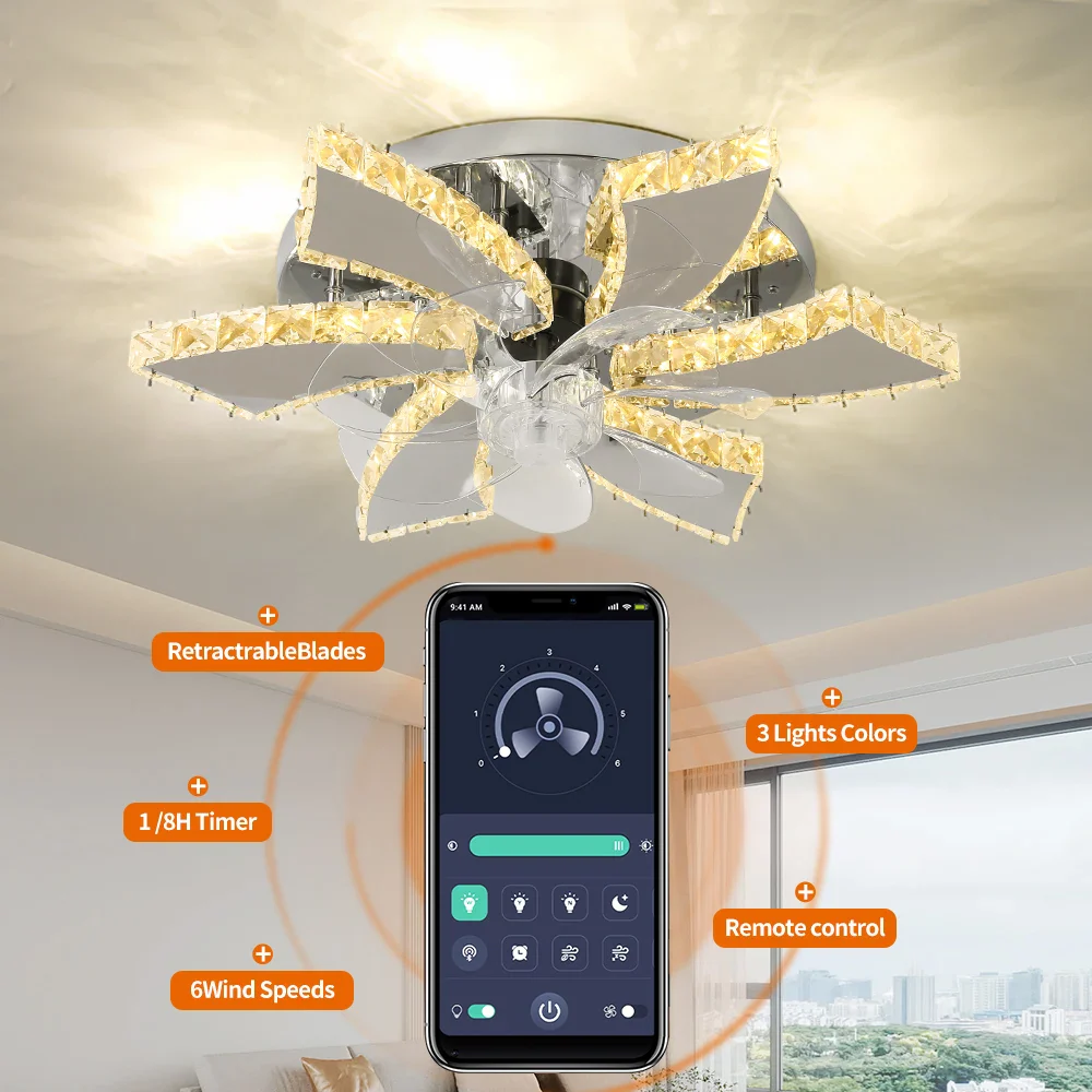 Luxora Beam Luxury Crystal Ceiling Fan - Image 7