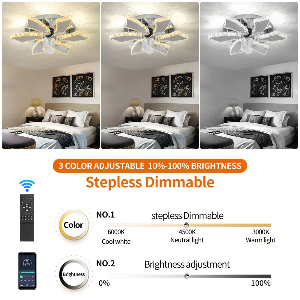 Luxora Beam Luxury Crystal Ceiling Fan - Image 8