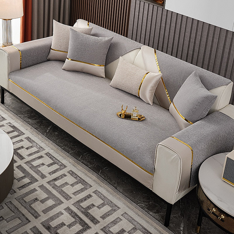 Luxury Embossed Gold Edge Sofa Cover - Image 10