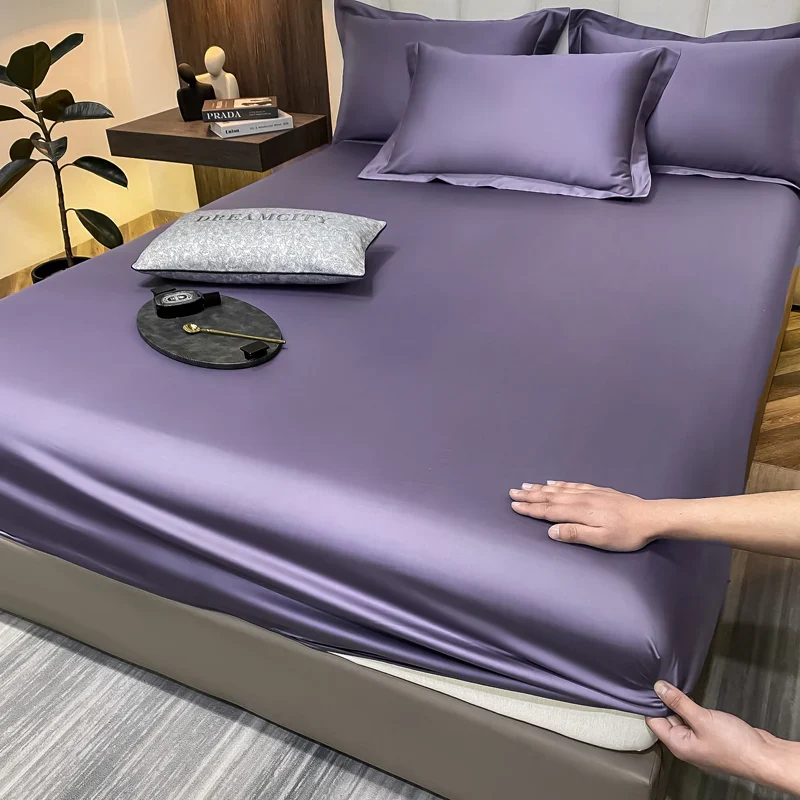 Luxury Glossy Cotton Fitted Bed Sheet - Image 10