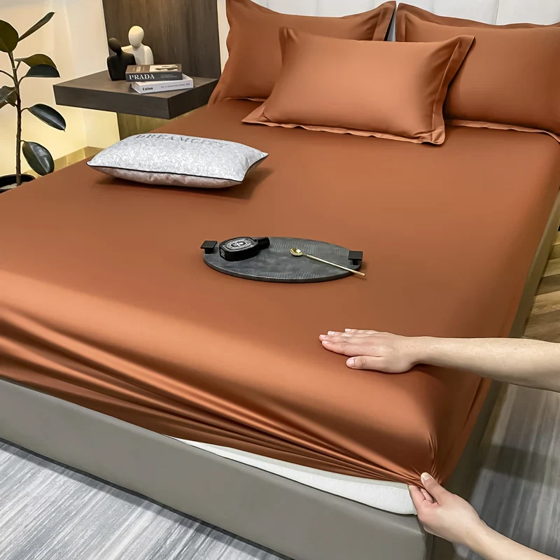 Luxury Glossy Cotton Fitted Bed Sheet - Image 11