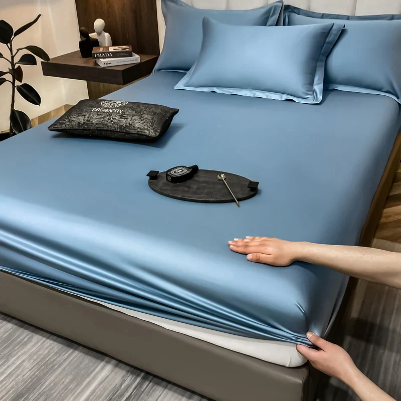 Luxury Glossy Cotton Fitted Bed Sheet - Image 12