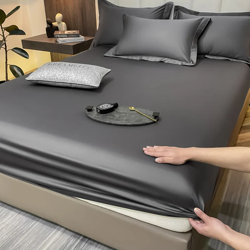 Luxury Glossy Cotton Fitted Bed Sheet - Image 17