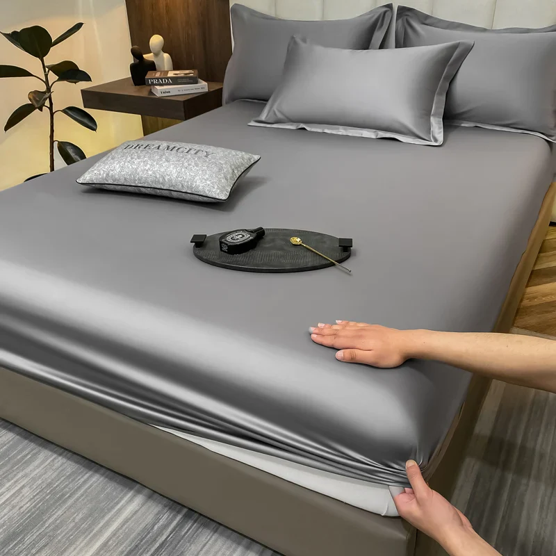 Luxury Glossy Cotton Fitted Bed Sheet - Image 18