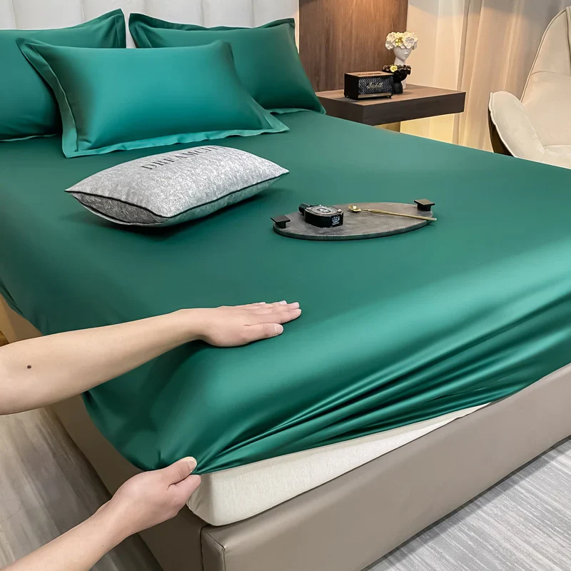 Luxury Glossy Cotton Fitted Bed Sheet - Image 7