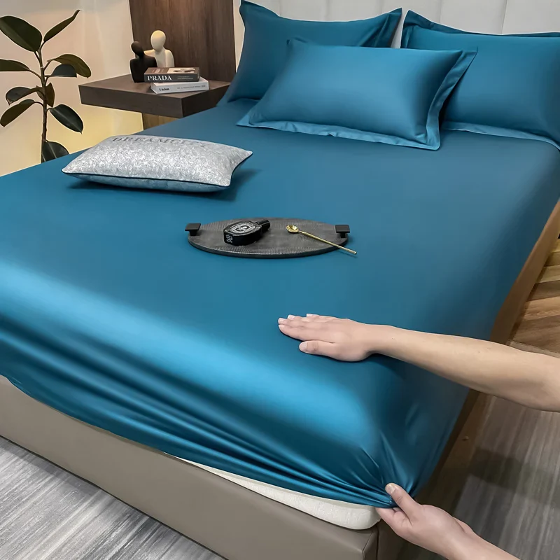 Luxury Glossy Cotton Fitted Bed Sheet - Image 12