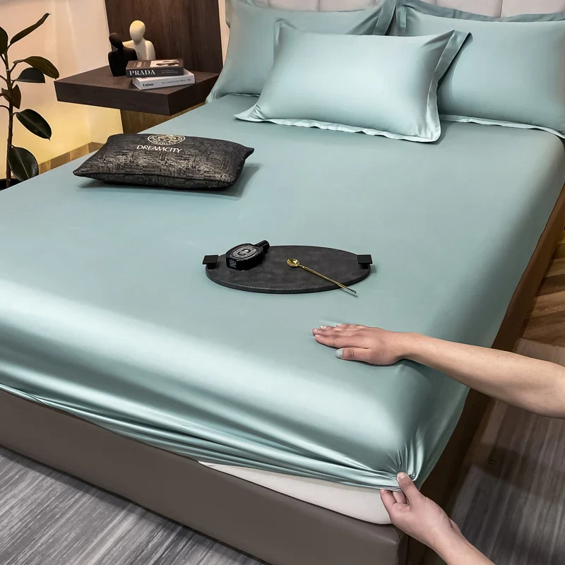 Luxury Glossy Cotton Fitted Bed Sheet - Image 13