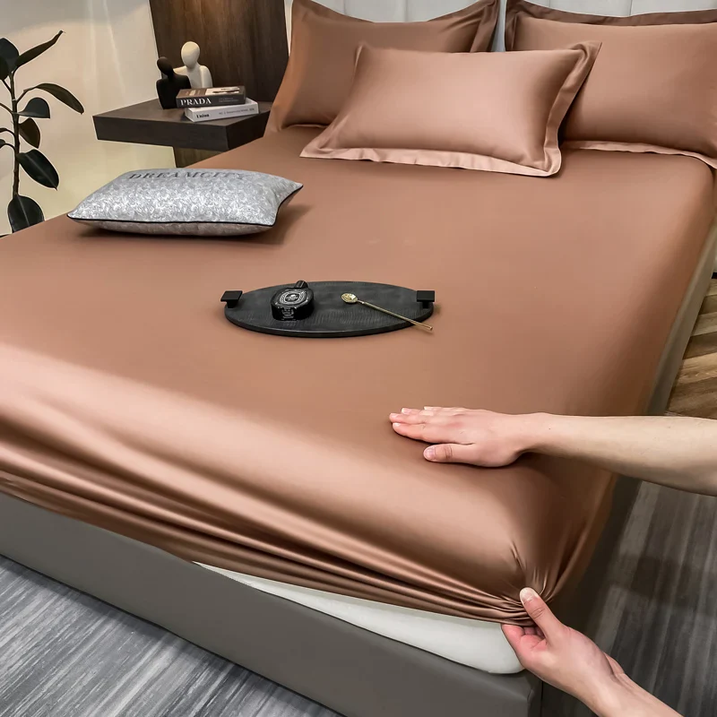 Luxury Glossy Cotton Fitted Bed Sheet - Image 14