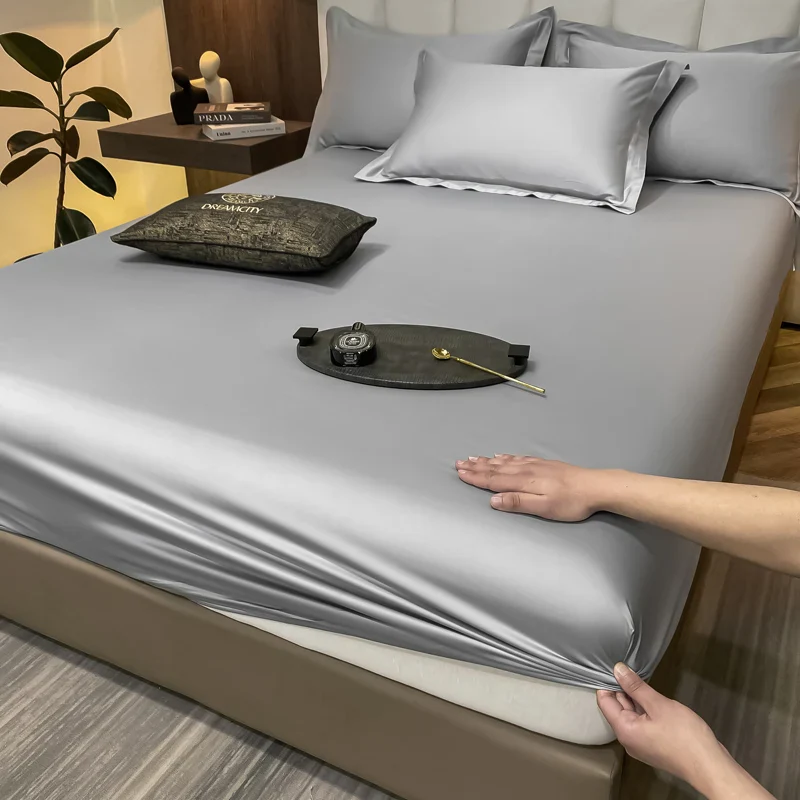 Luxury Glossy Cotton Fitted Bed Sheet - Image 19