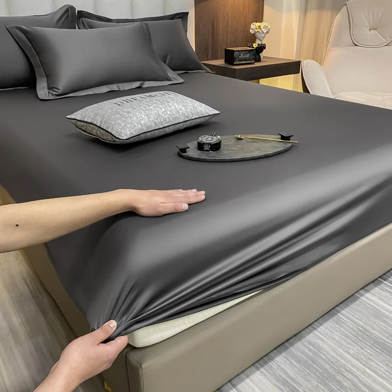 Luxury Glossy Cotton Fitted Bed Sheet - Image 5