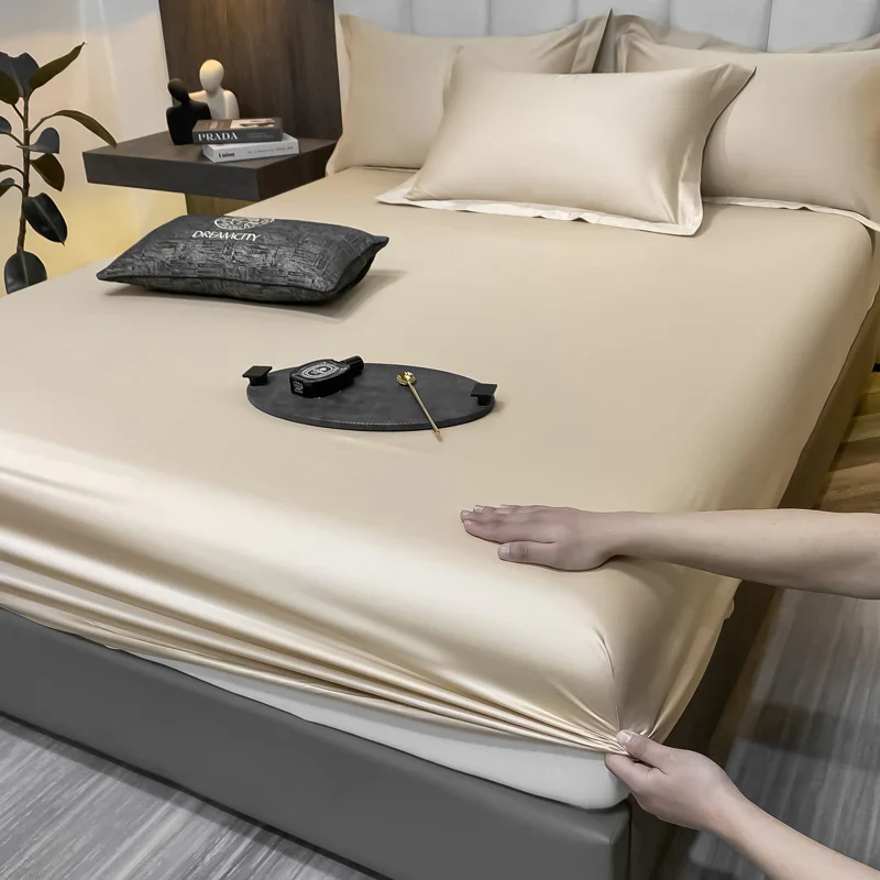 Luxury Glossy Cotton Fitted Bed Sheet - Image 8