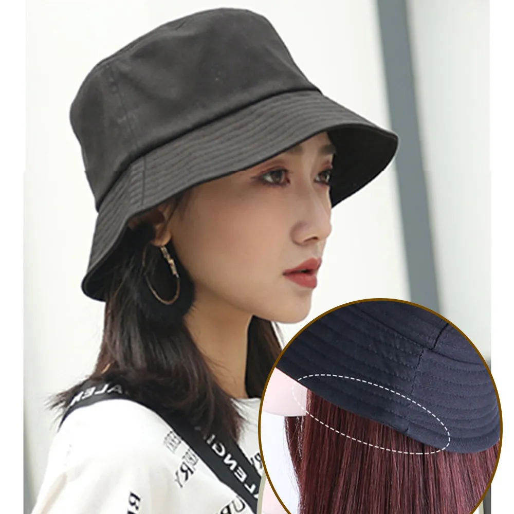 Medium Hair Wig Bucket Hat - Image 3