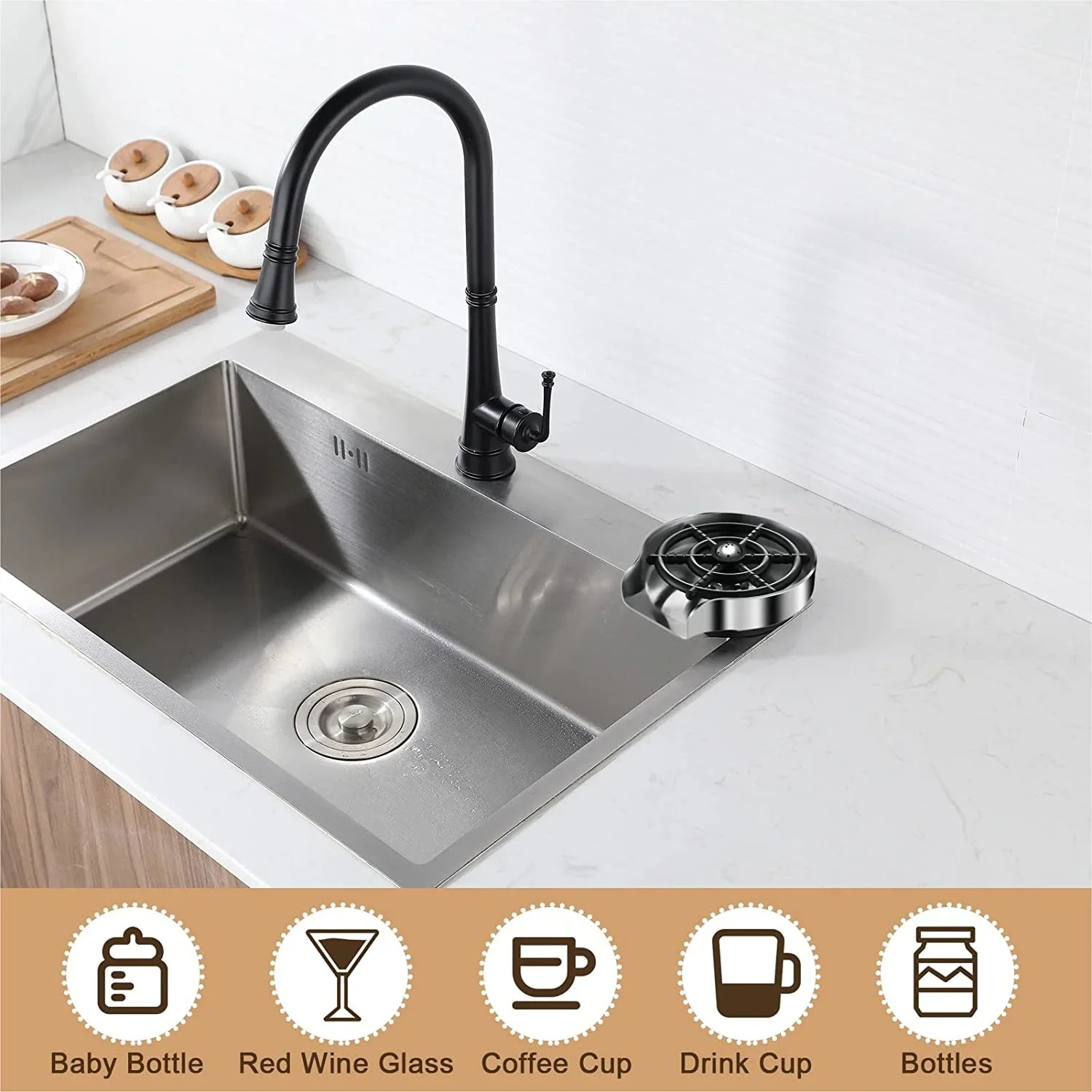 Metal Kitchen Sink Glass Rinser - Image 3