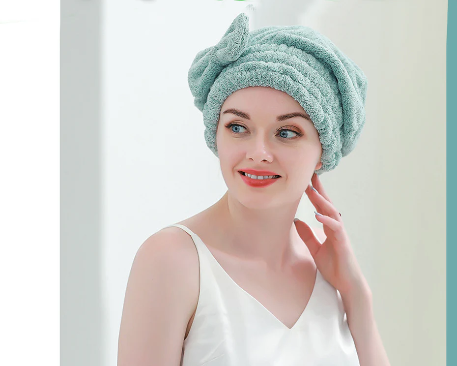 Microfiber Hair Drying Towel Cap - Image 11