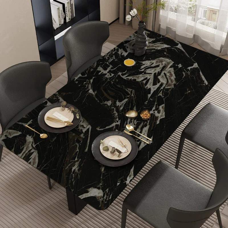 Midnight Obsidian Marble: Premium PVC Leather Dining Table Mats - Image 15