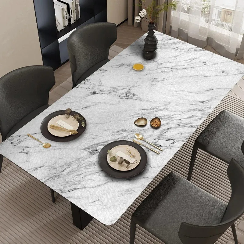 Midnight Obsidian Marble: Premium PVC Leather Dining Table Mats - Image 2