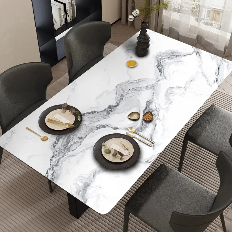 Midnight Obsidian Marble: Premium PVC Leather Dining Table Mats - Image 3