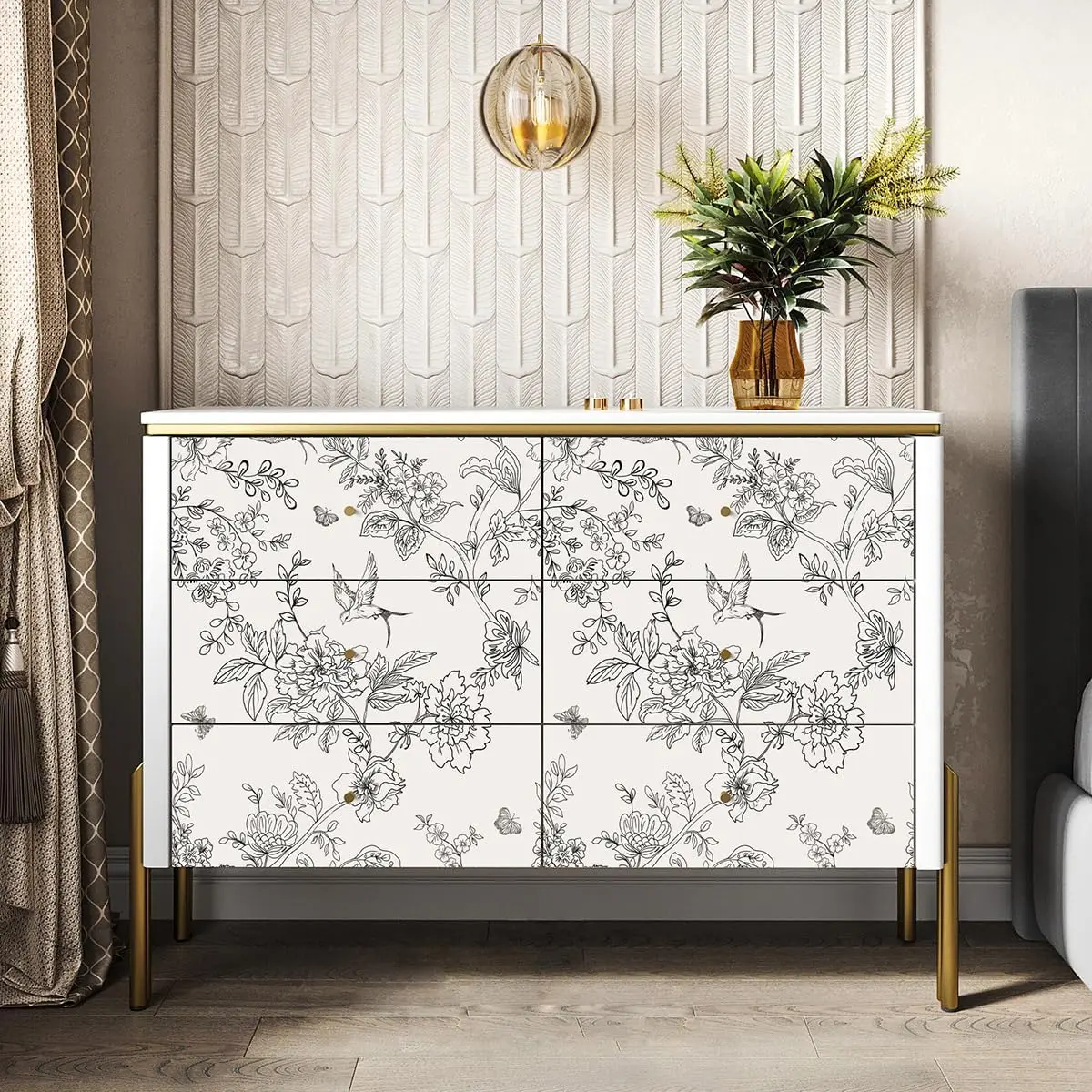 Monochrome Floral Wallpaper" - Image 3