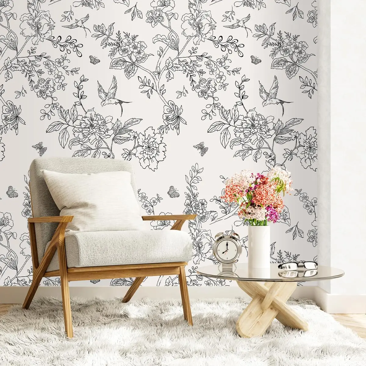 Monochrome Floral Wallpaper" - Image 5