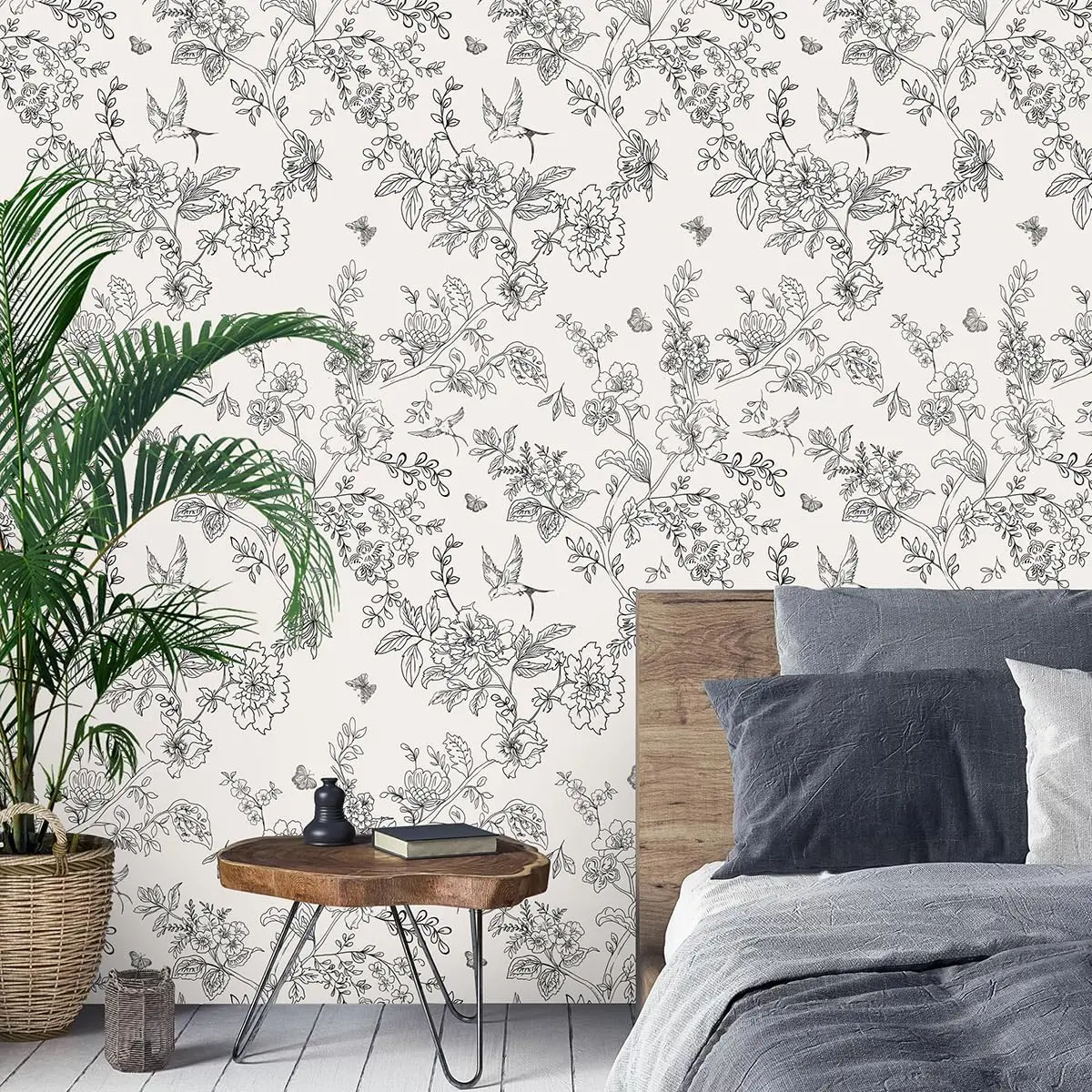 Monochrome Floral Wallpaper" - Image 7