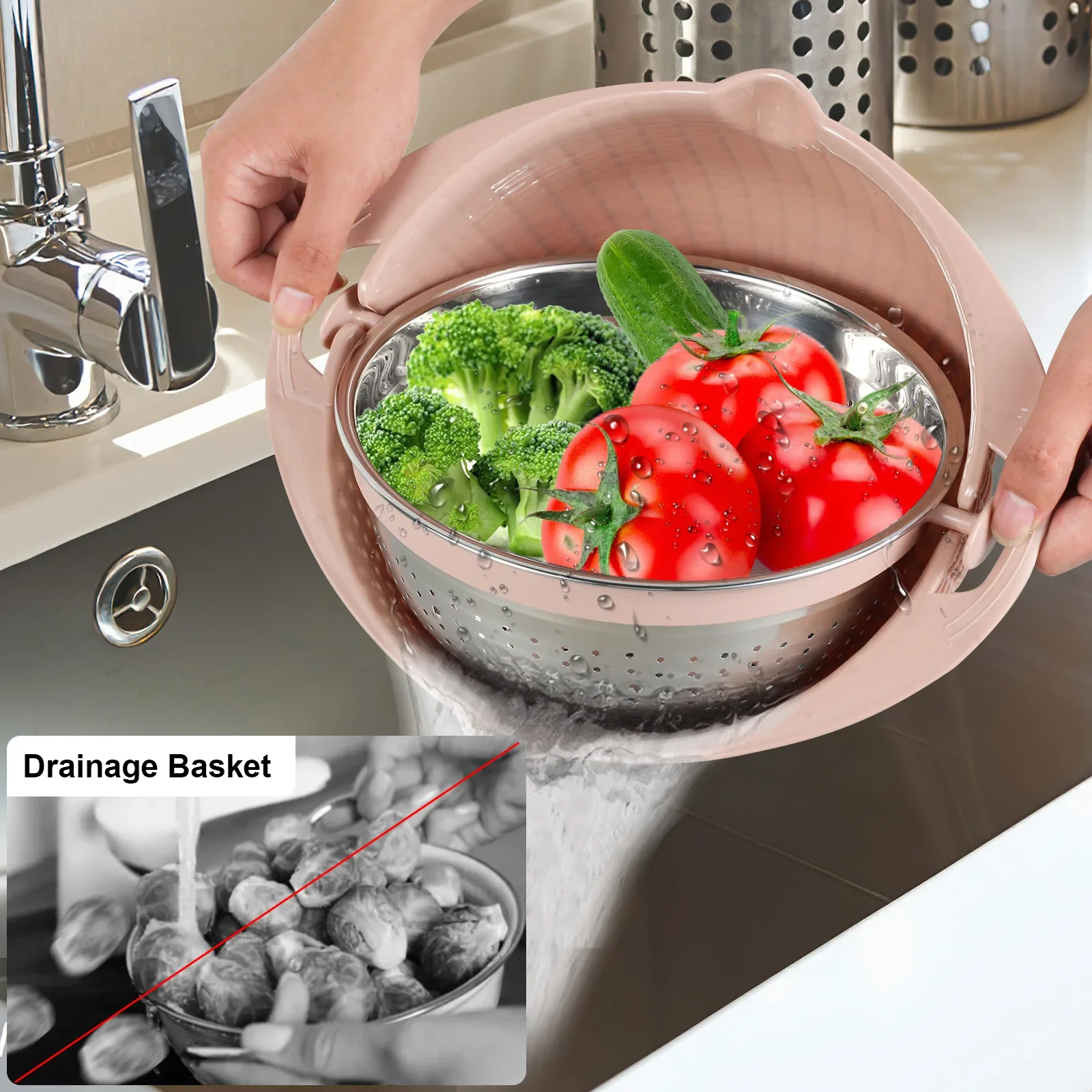 Multifunctional Drainer Slicer Grater Bowl Set - Image 5